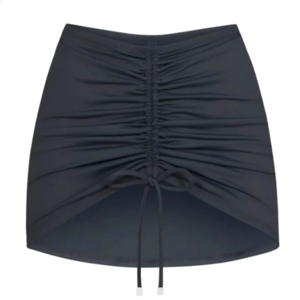 NWT SKIMS SIGNATURE SWIM Rauched Mini Skirt GUNMETAL Plus 3X